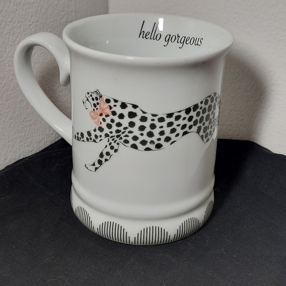 Hello Gorgeous Coffee Mug Cheetah Black & White with Pink Bow - Picture 3 of 12